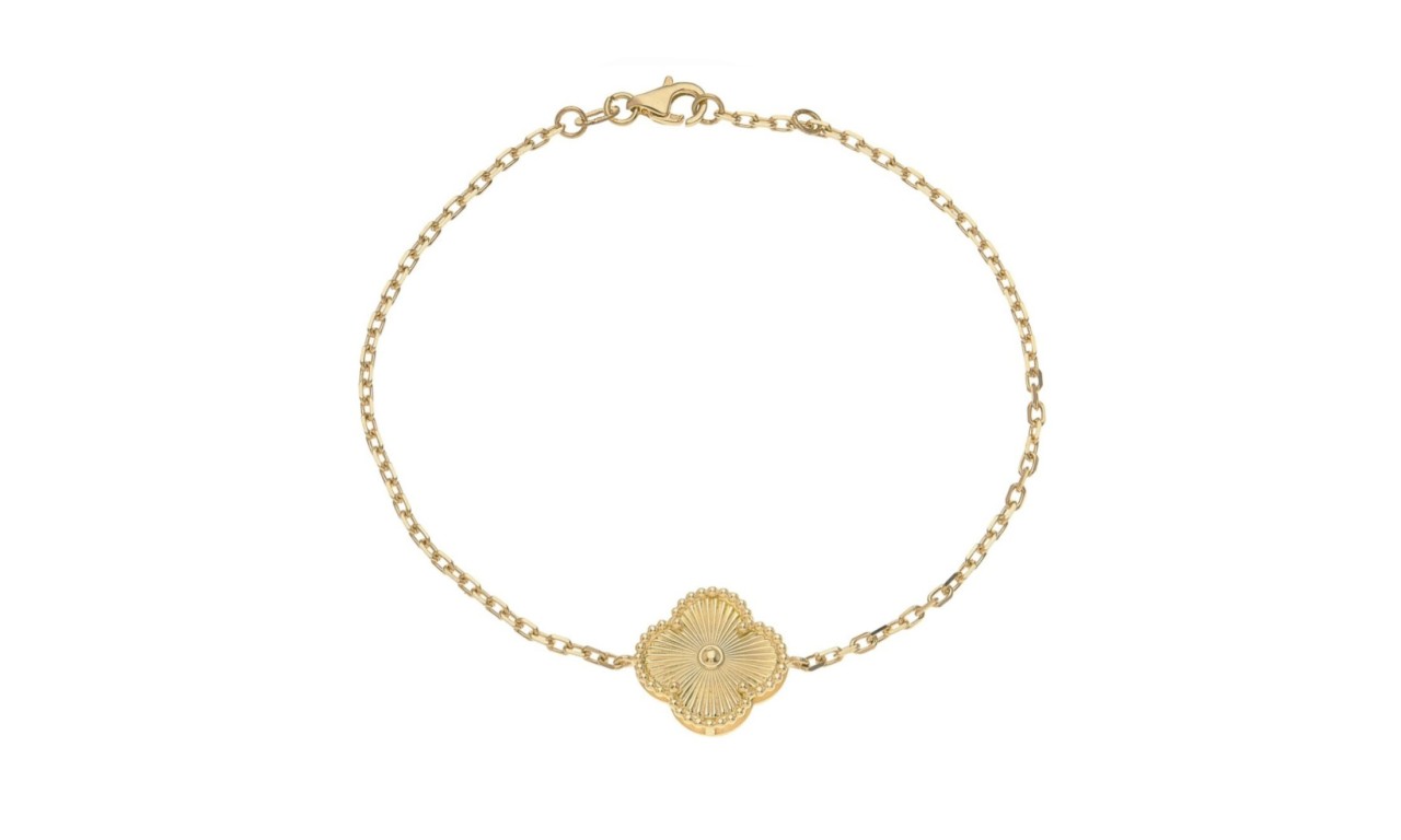 Pulseira Trevo Anatômico Banho de Ouro 18k.