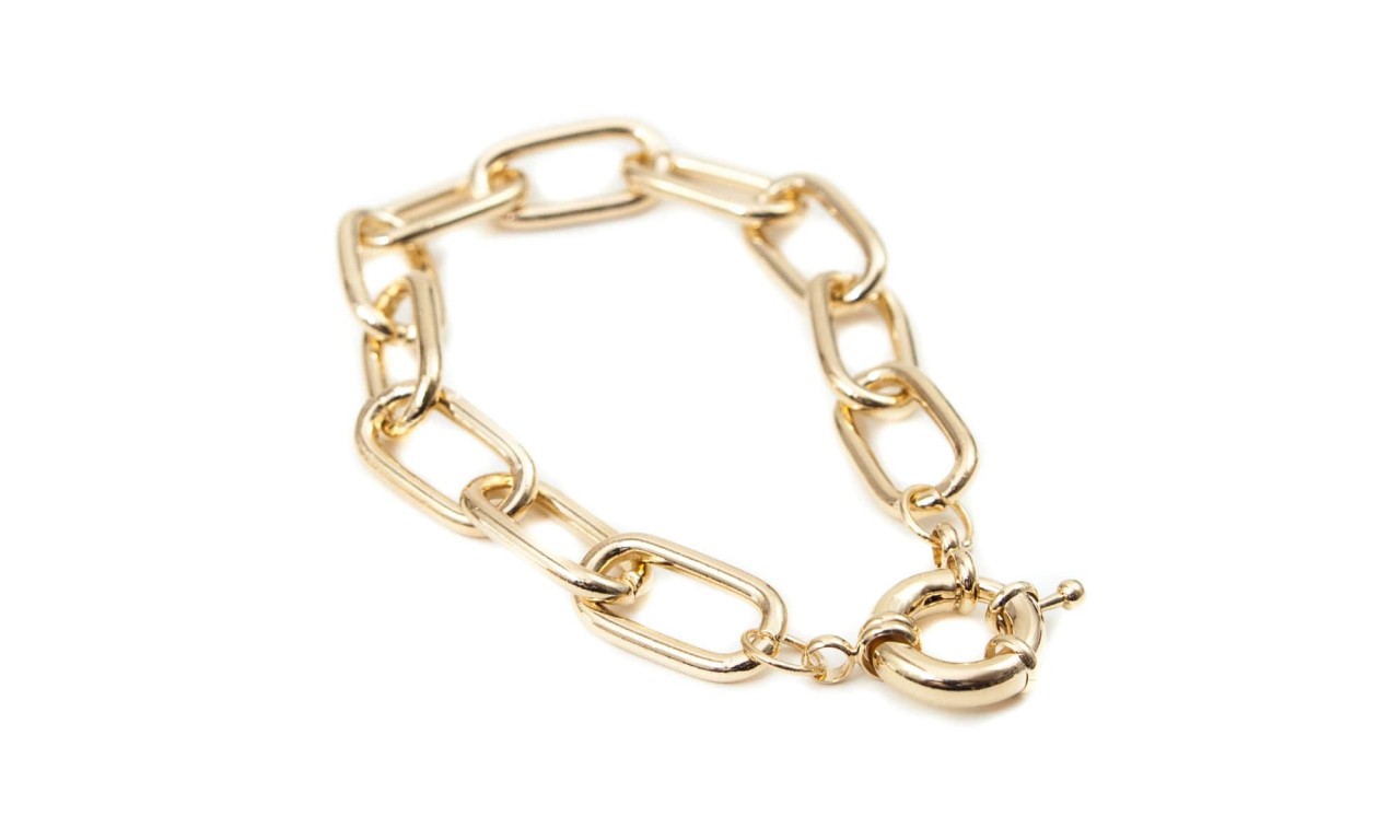 Pulseira Elos Fecho Boia Banho de Ouro 18k.