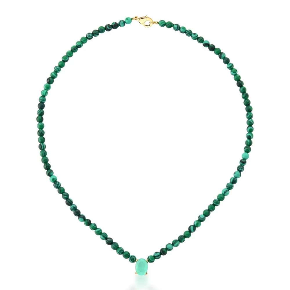 Colar Pedra Natural Jade Verde Banho de Ouro 18k. Colar Pedra Natural Jade Verde Banho de Ouro 18k.