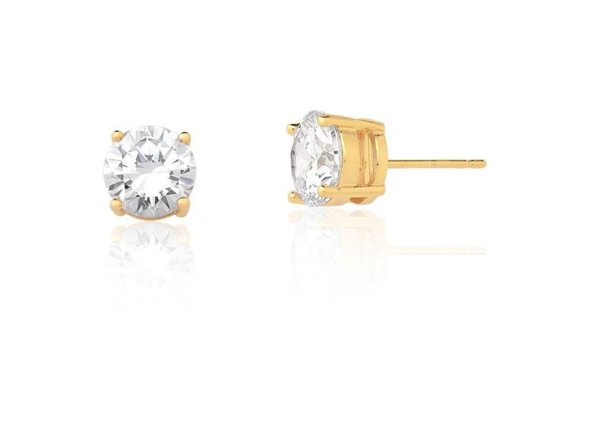 Brinco Ponto de Luz Luxo Banho de Ouro 18k.